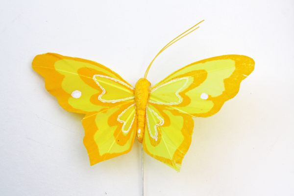 Veren vlinder 10 cm geel