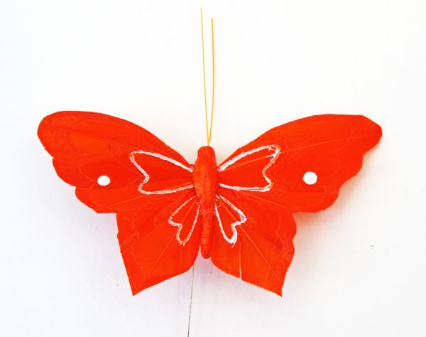 Veren vlinder 10 cm oranje