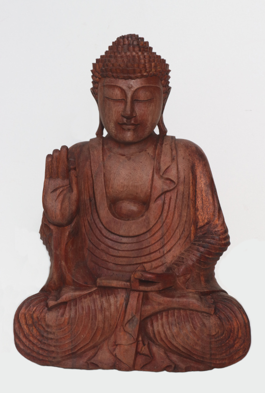 Houten : urn Boeddha Vitarka cm asinhoud 100