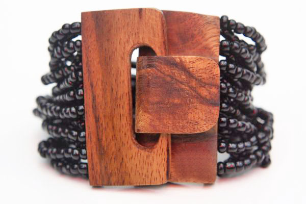 Pat meten Sterkte Armband Hout : Armband Sungket Ufi met houten gesp zwart