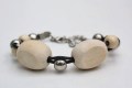 Armband licht hout met leer