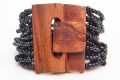 Armband Sungket Ufi met houten sluiting zwart