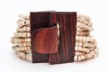 Armband Sungket Ufi met houten sluiting Beige