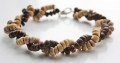 Armband hout bruine en beige kralen