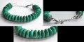 Armband hout platte groene kralen