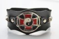 Armband leer breed zw wi ro