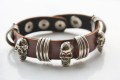Armband leer smal skulls bruin