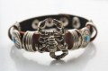 Armband leer smal schorpioen bruin blauw
