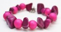 Armband stenen en kralen paars roze