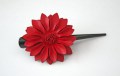 Haarklip met leren bloem rood