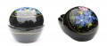 Houten urn geschilderd Blauwe bloemetjes
