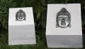 Houten urn wit met metalen Boeddha