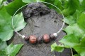 Ketting choker metaal en houten kralen