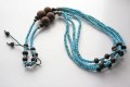 Ketting hout steen bruin blauw