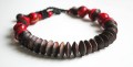 Ketting houten kralen bruin en rood