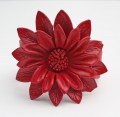 Leren armband bloem rood