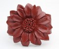 Leren armband bloem rood bruin