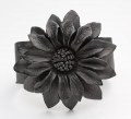 Leren armband bloem zwart