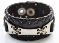 Leren armband breed met metalen bewerking