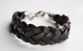 Leren armband dubbele vlecht zwart