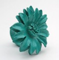 Leren ring bloem blauw